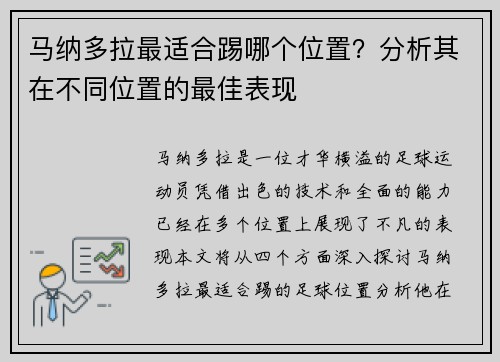 马纳多拉最适合踢哪个位置？分析其在不同位置的最佳表现